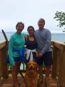 Corrine Hinsch with family and Bear on Clay Cliffs Deck