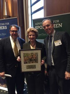 L-R Andy McLeod, LTA Advocacy Director; Senator DebbieStabenow, Conservancy Board Member Ross Satterwhite 